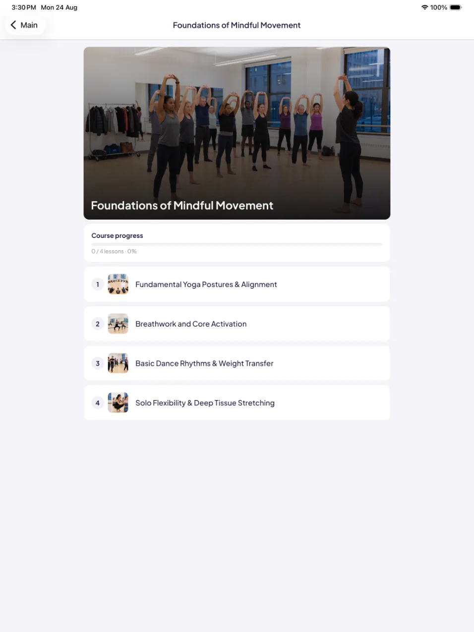 A Spotlight Academy course on iPad