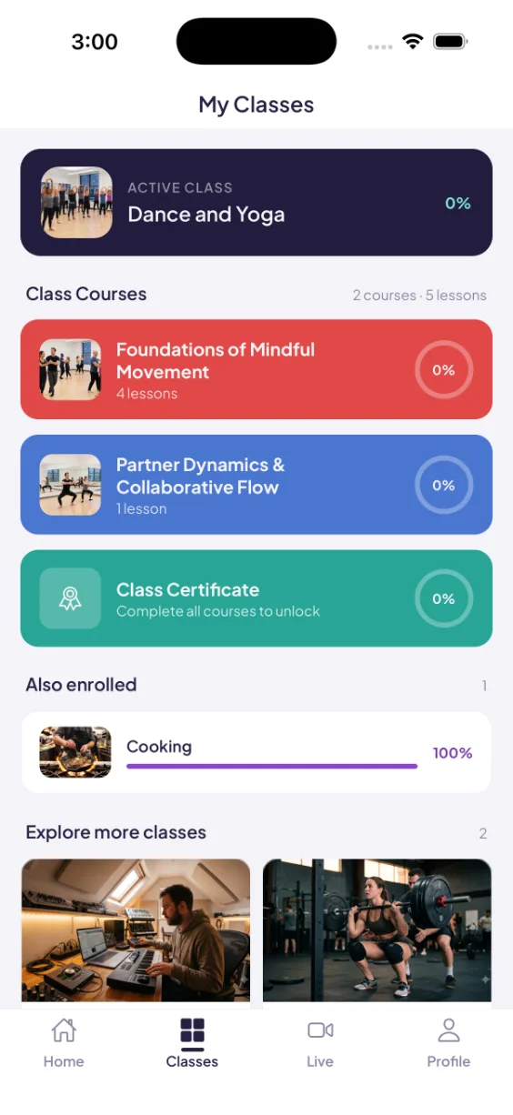 Spotlight Academy classes in the iOS member app