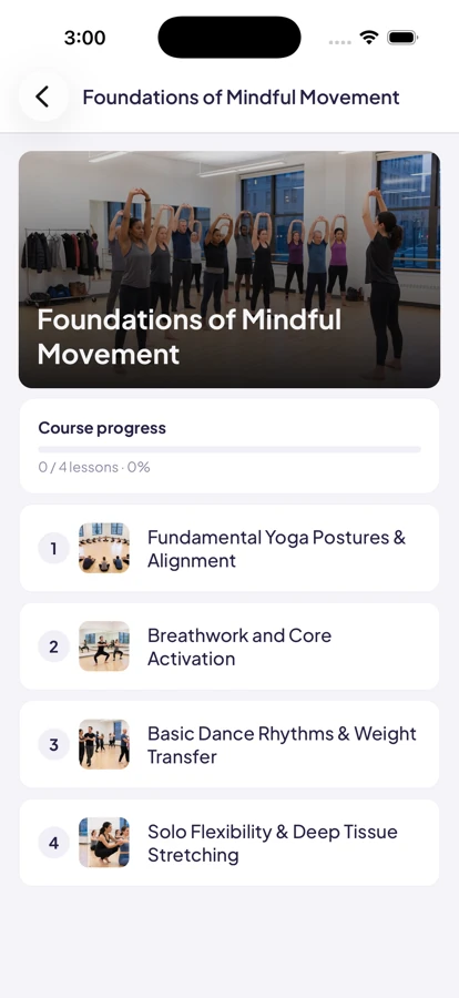 Spotlight Academy on mobile: Course